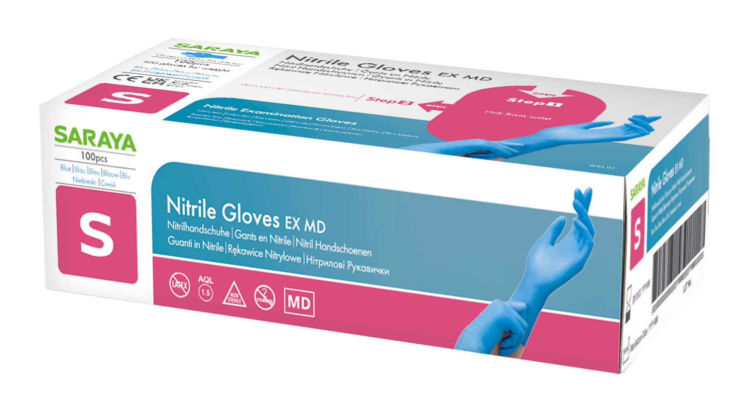 Einweghandschuhe, Nitril EX MD, puderfrei, Gr. S, Box a 100 Stück, VE=10, blau