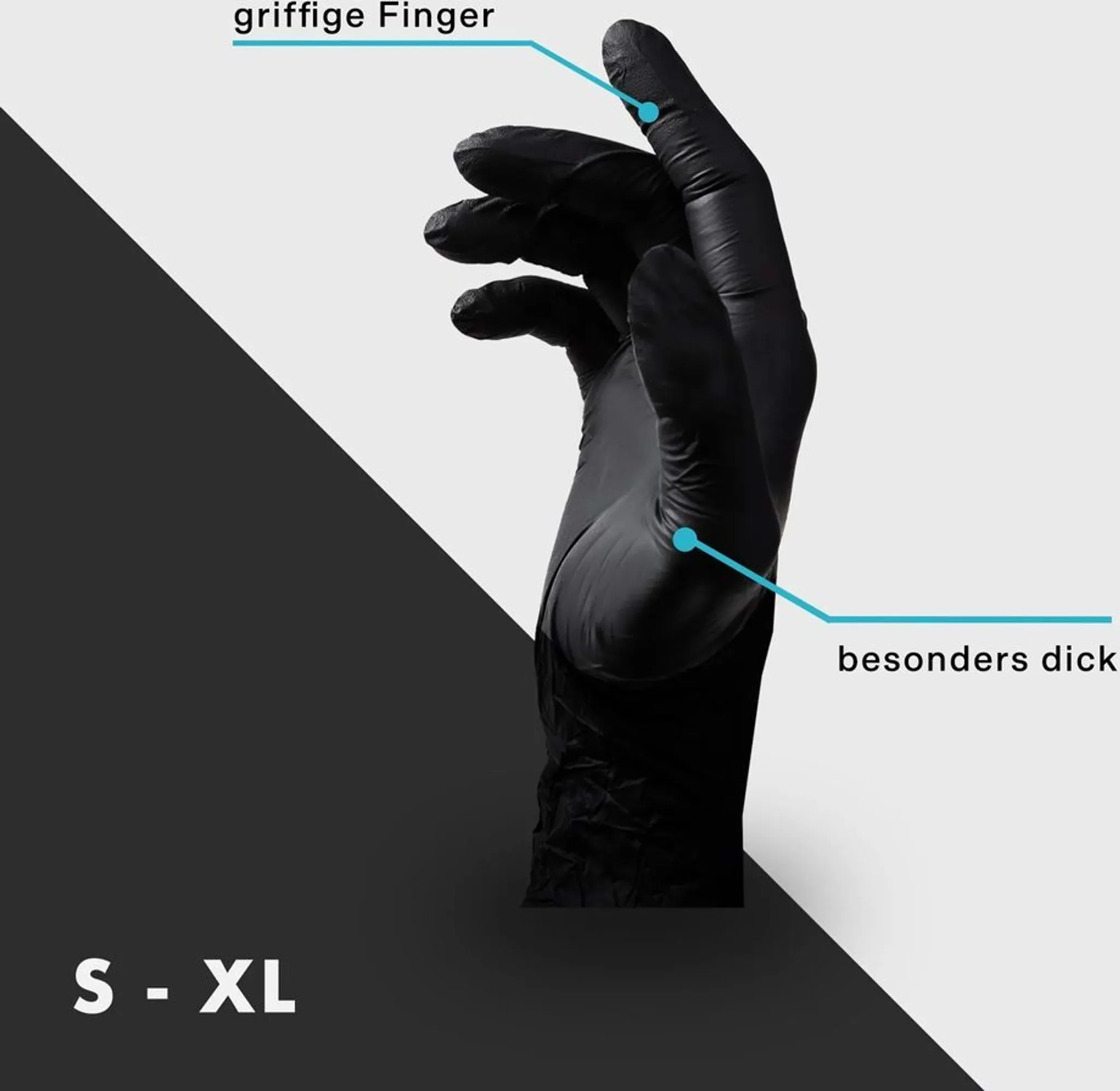 Einweghandschuhe, Nitril EX MD, puderfrei, Gr. M, Box a 100 Stück, VE= 10, schwarz 