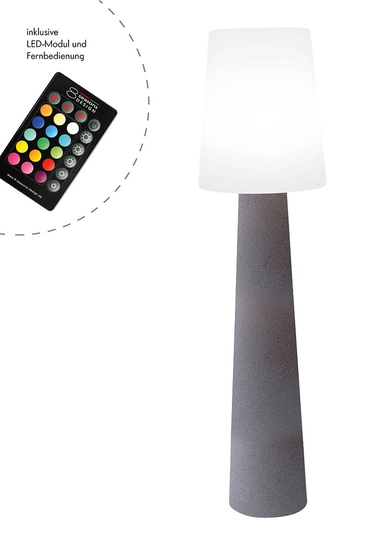 Stehleuchte No.1, 160cm, Farbe stone mit RGB LED , bunt 