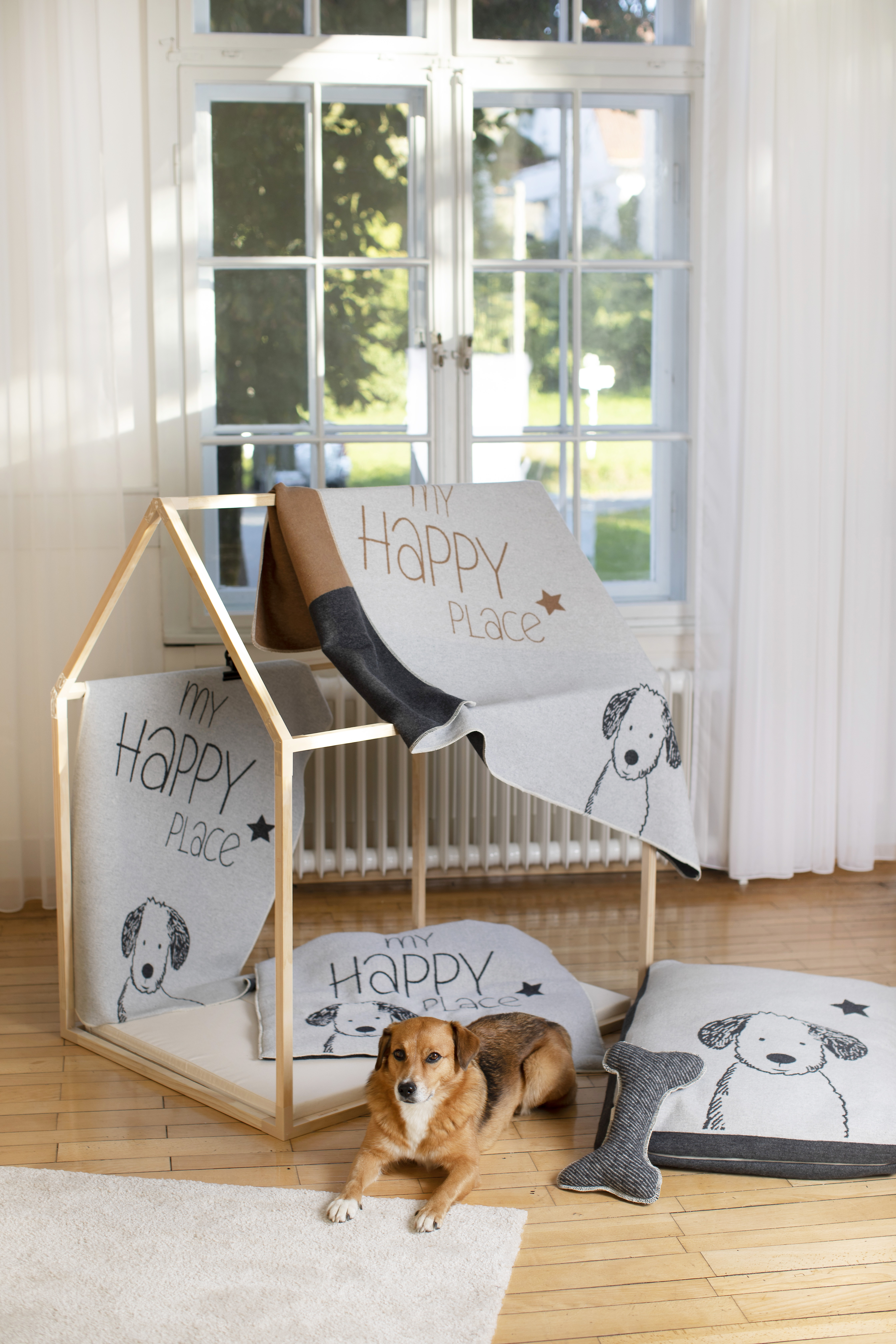 Hundekissen 'my happy place' 60 x 90 cm / Set inkl.Füllung