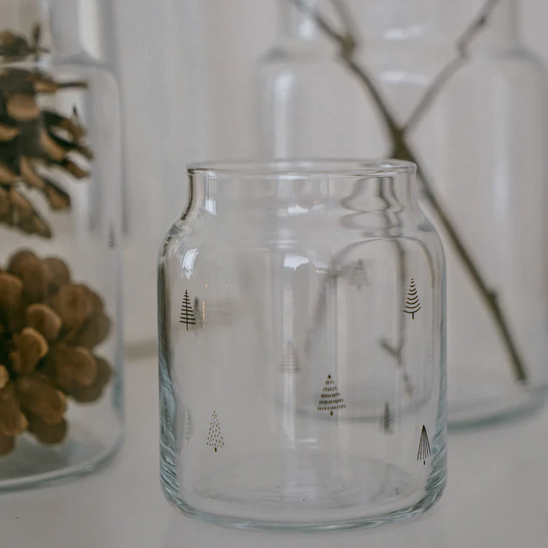 Vase aus Glas, Tannendruck 