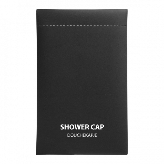 Shower cap im ECO - STONE-PAPER sachet, schwarz  